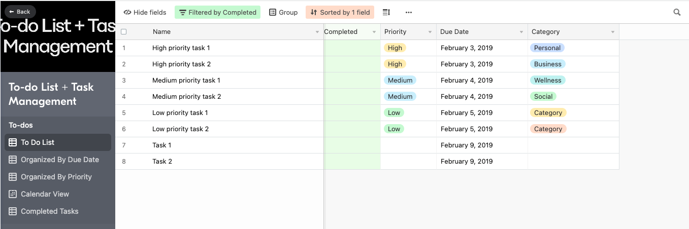Airtable Task Management Dashboard Template