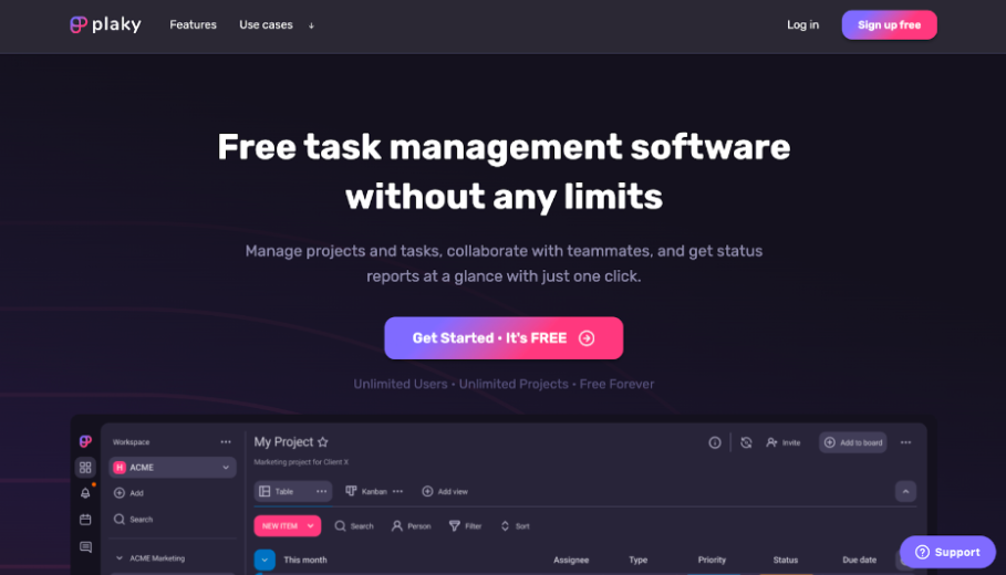 Plaky project management software